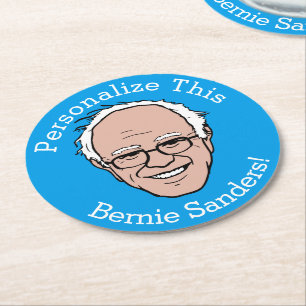 PERSONALISIERT Bernie Sanders Cartoon Face Runder Pappuntersetzer