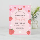 Personalisiert Berry 1. Geburtstag Einladung (Stehend Vorderseite)