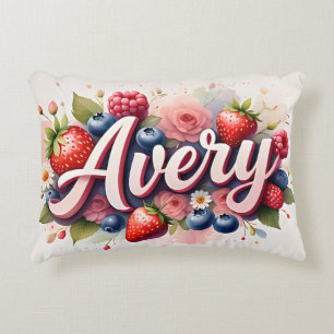 Personalisiert Berry Floral Name Pillow " Avery " Dekokissen
