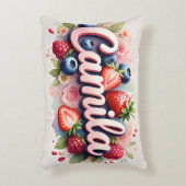 Personalisiert Berry Floral Name Pillow Camila Dekokissen (Vorderseite(Vertikal))