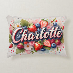 Personalisiert Berry Floral Name Pillow "Charlotte Dekokissen
