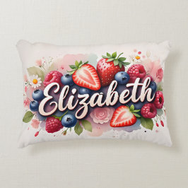 Personalisiert Berry Floral Name Pillow - Elizabet Dekokissen