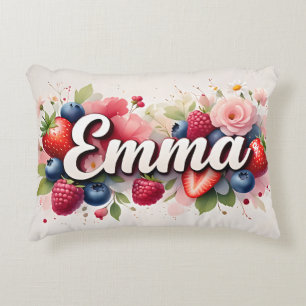 Personalisiert Berry Floral Name Pillow - "Emma" Dekokissen
