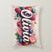 Personalisiert Berry Floral Name Pillow - Olivia Dekokissen (Vorderseite(Vertikal))