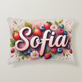 Personalisiert Berry Floral Name Pillow - "Sofia" Dekokissen