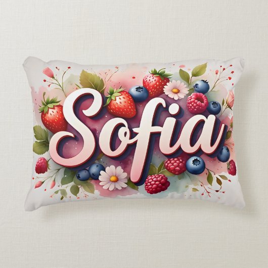 Personalisiert Berry Floral Name Pillow - "Sofia" Dekokissen (Vorderseite)