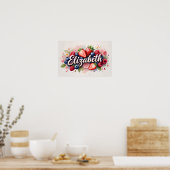 Personalisiert Berry Floral Name Poster "Elizabeth (Küche)