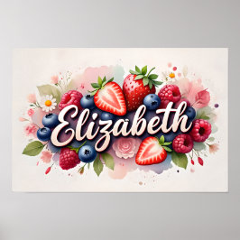 Personalisiert Berry Floral Name Poster "Elizabeth