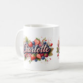 Personalisiert Berry Floral Name Tasse - Charlotte (Vorderseite Links)