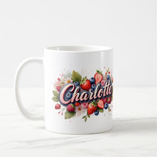 Personalisiert Berry Floral Name Tasse - Charlotte (Links)