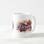 Personalisiert Berry Floral Name Tasse - Elizabeth (VorderseiteRechts)