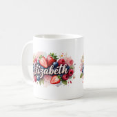 Personalisiert Berry Floral Name Tasse - Elizabeth (Vorderseite Links)