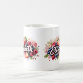Personalisiert Berry Floral Name Tasse - Elizabeth (Mittel)
