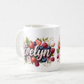 Personalisiert Berry Floral Name Tasse - Evelyn (Vorderseite Links)