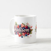 Personalisiert Berry Floral Name Tasse - Madison (Vorderseite Links)