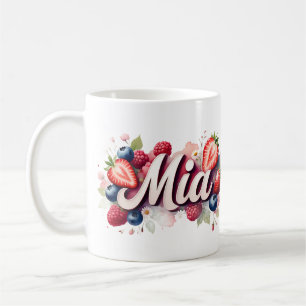 Personalisiert Berry Floral Name Tasse - Mia