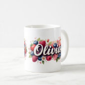 Personalisiert Berry Floral Name Tasse - Olivia (VorderseiteRechts)