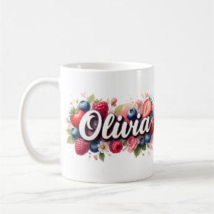 Personalisiert Berry Floral Name Tasse - Olivia