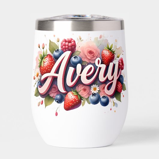 Personalisiert Berry Floral Tumbler - "Avery" (Vorderseite)