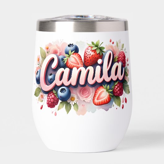 Personalisiert Berry Floral Tumbler - "Camila" (Vorderseite)