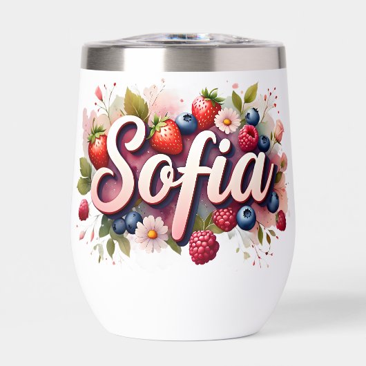 Personalisiert Berry Floral Tumbler - "Sofia" (Vorderseite)
