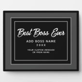 Personalisiert Best Boss Schwarz-weißes Skript Fotoplatte (Vorderseite)