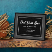 Personalisiert Best Boss Schwarz-weißes Skript Fotoplatte (Seite)