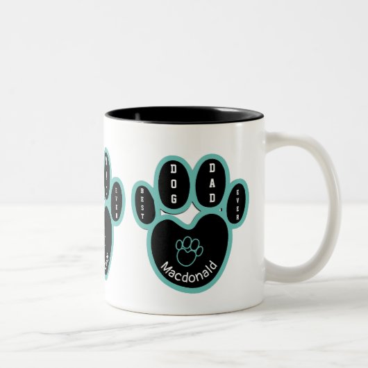 Personalisiert BEST DOG VATER JE Zweifarbige Tasse (Rechts)