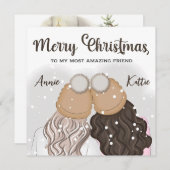 Personalisiert Best Friend Bestie Girlie Xmas Card Einladung (Vorne/Hinten)