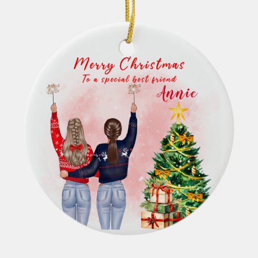 Personalisiert Best Friend Christmas Bestie Keramik Ornament (Vorne)