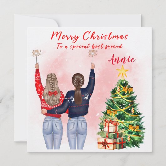 Personalisiert Best Friend Christmas Card Bestie Einladung (Vorderseite)
