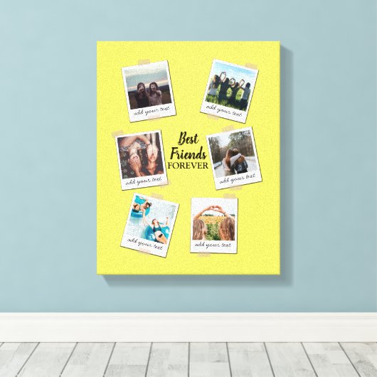 Personalisiert Best Friends 6 Foto Custom Collage Leinwanddruck (Insitu (Holzboden))