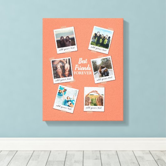 Personalisiert Best Friends 6 Foto Custom Collage Leinwanddruck (Insitu (Holzboden))