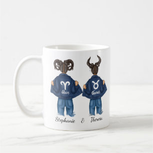 Personalisiert Best Friends Aries Taurus Girl Jean Kaffeetasse