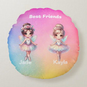Personalisiert Best Friends Fairies Rund Kissen