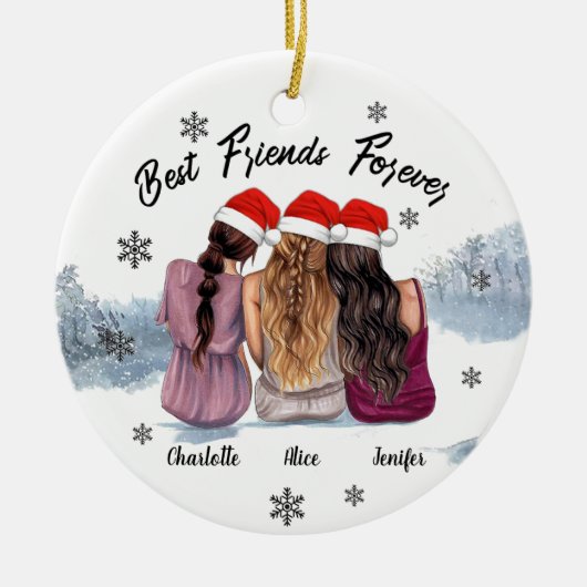 Personalisiert Best Friends Forever Weihnachten Keramik Ornament (Vorne)