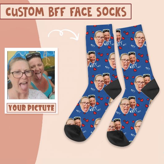 Personalisiert Best Friends Foto - Das blaue Gesic Socken