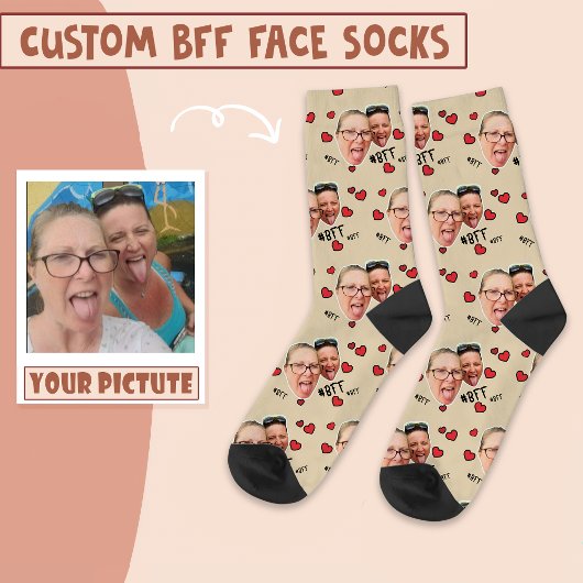 Personalisiert Best Friends Foto - Das Gesicht auf Socken