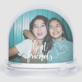 Personalisiert Best Friends Modernes Script Foto Schneekugeln (Rückseite)