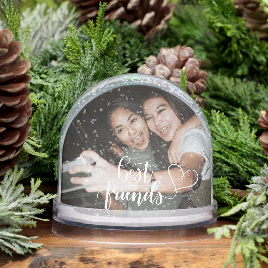Personalisiert Best Friends Modernes Script Foto Schneekugeln (Winter)