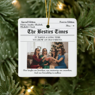 Personalisiert Best Friends Newspaper 2 Foto Keramikornament