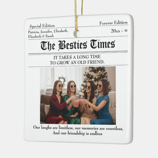 Personalisiert Best Friends Newspaper 2 Foto Keramikornament (Links)