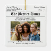 Personalisiert Best Friends Newspaper 2 Foto Keramikornament (Rückseite)