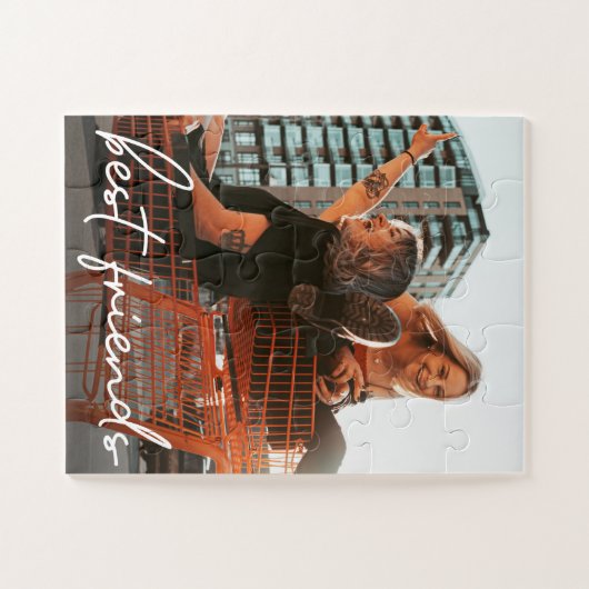 Personalisiert Best Friends Script-Foto Puzzle (Horizontal)