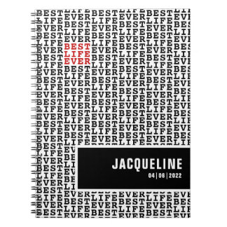 Personalisiert Best Life Ever Schwarz-weiß Red Notizblock