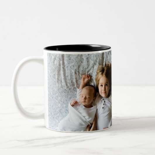 Personalisiert Best Mama Ever Heart Foto Kaffee Ta Zweifarbige Tasse (Links)