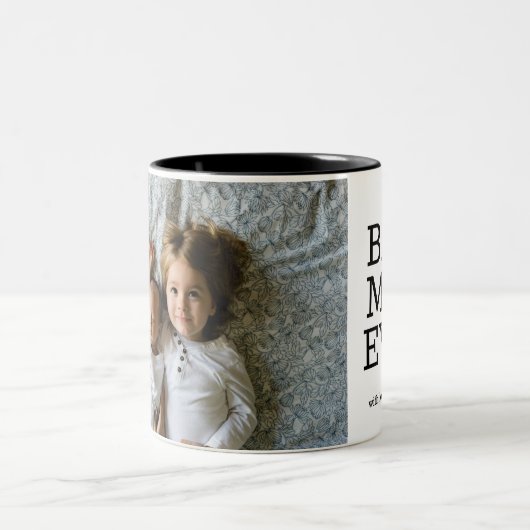 Personalisiert Best Mama Ever Heart Foto Kaffee Ta Zweifarbige Tasse (Mittel)