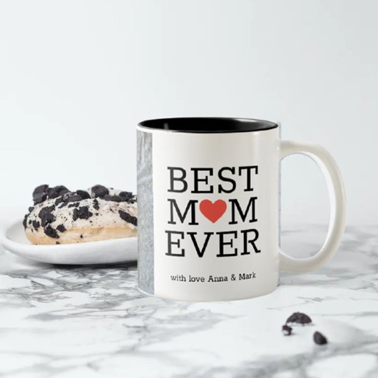 Personalisiert Best Mama Ever Heart Foto Kaffee Ta Zweifarbige Tasse