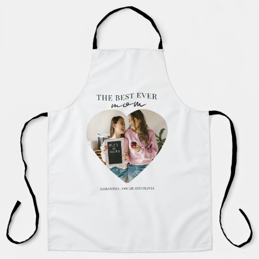 Personalisiert Best Mama Ever Heart Foto Schürze (Vorderseite)