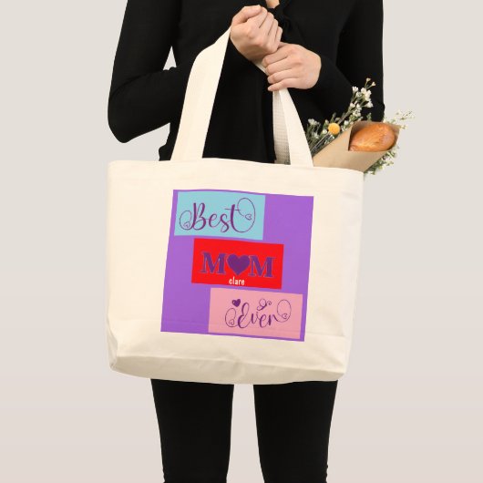 Personalisiert BEST MAMA JE 12 Script Große Tasche (Vorderseite (Produkt))